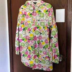 Land’s End fruit print hooded raincoat xl